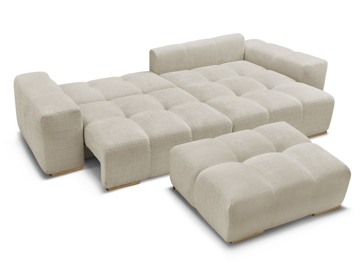 Canapé d'angle fixe EVEREST tissu chiné - Orange - Angle droit - 10 coussins