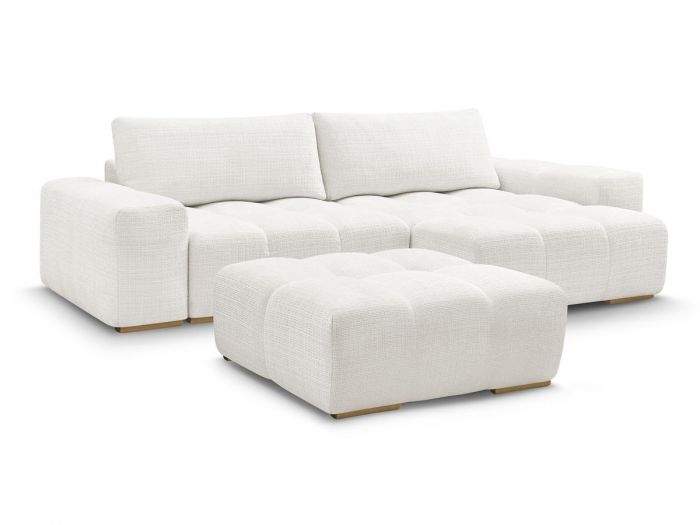 Canapé d'angle réversible convertible coffre ANAKIN tissu texturé avec pouf