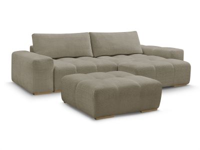 Canapé d'angle réversible convertible coffre ANAKIN tissu texturé avec pouf