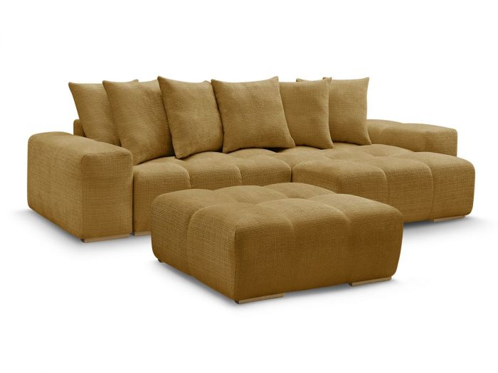 Canapé d'angle réversible convertible coffre ANAKIN tissu texturé avec pouf