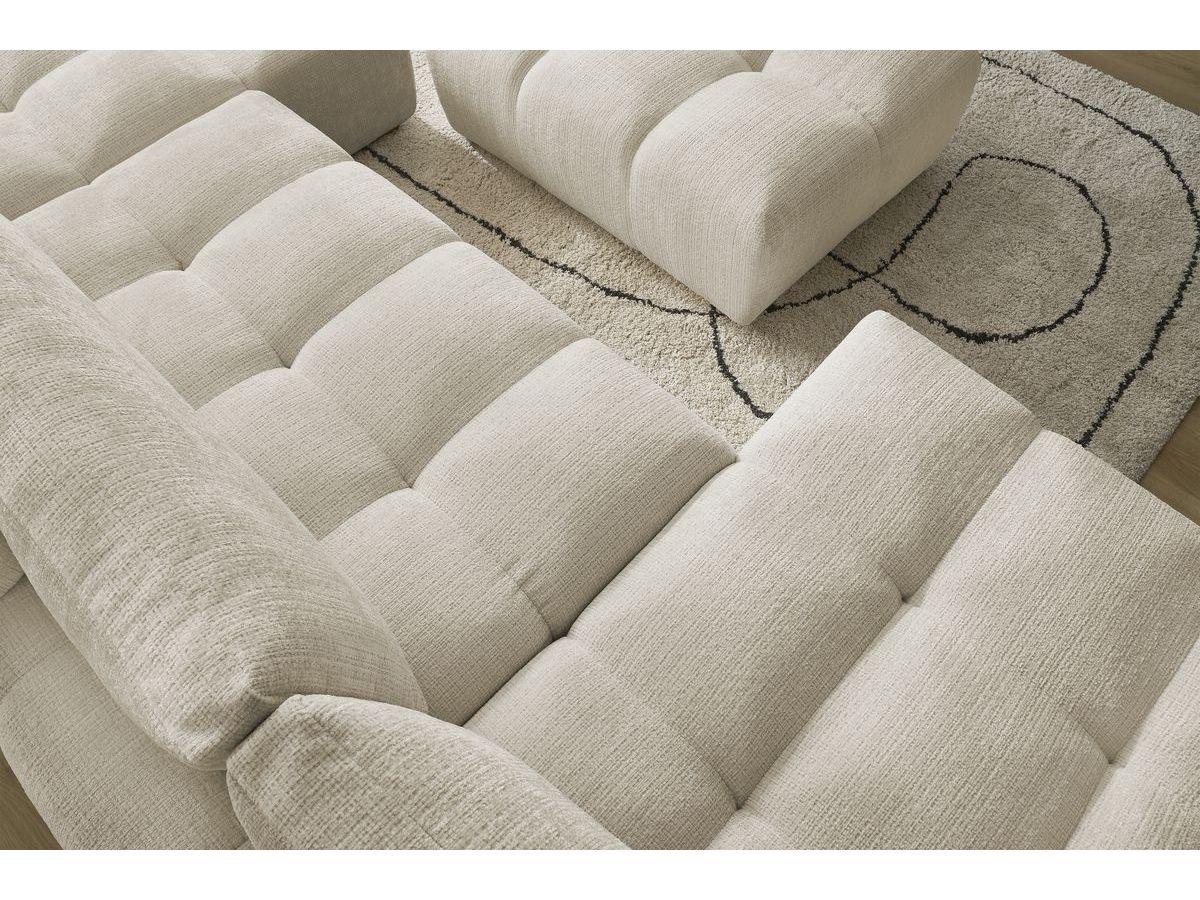 Canapé d'angle fixe EVEREST tissu chiné - Orange - Angle droit - 10 coussins