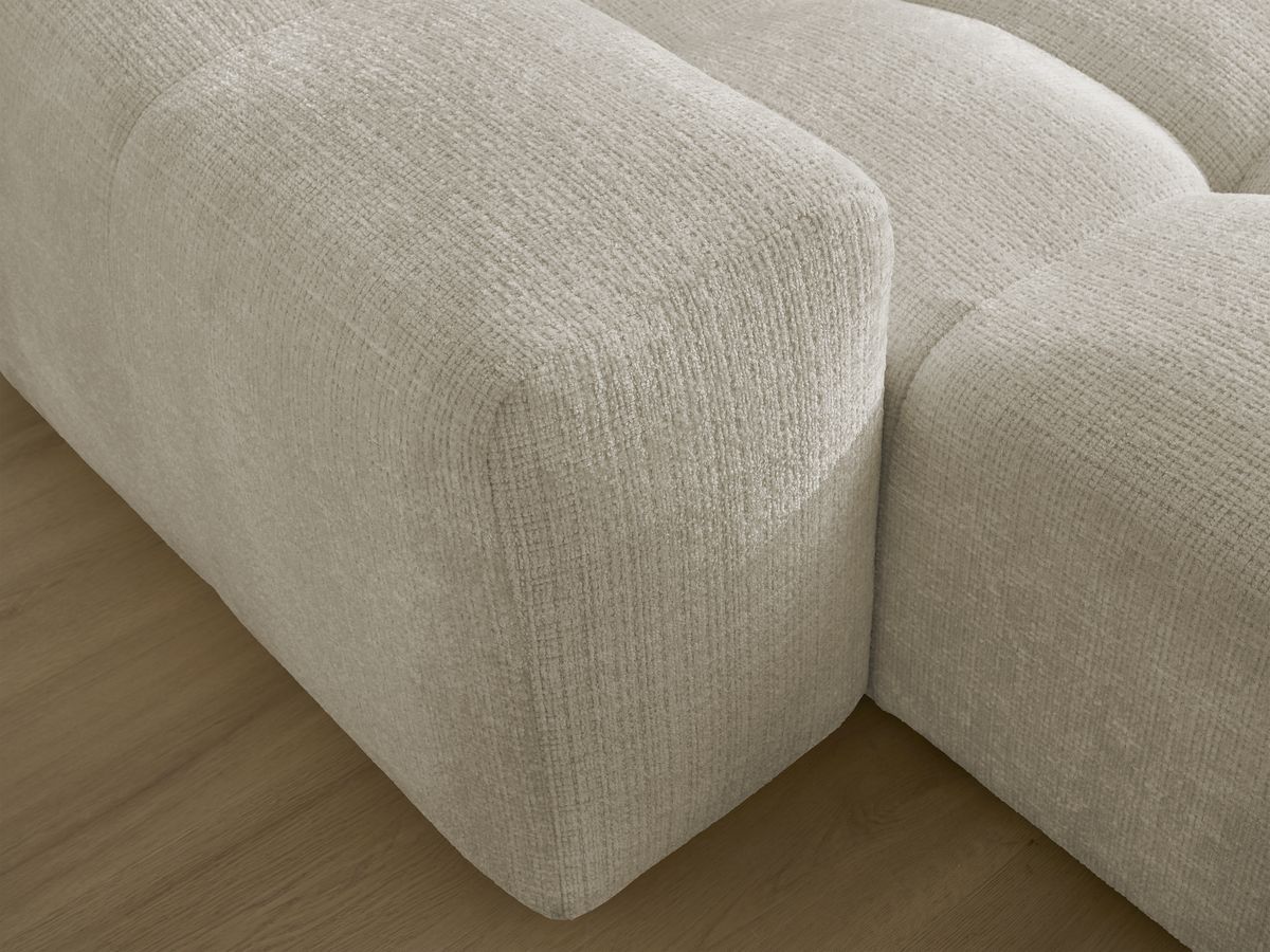 Canapé d'angle fixe EVEREST tissu chiné - Orange - Angle droit - 10 coussins