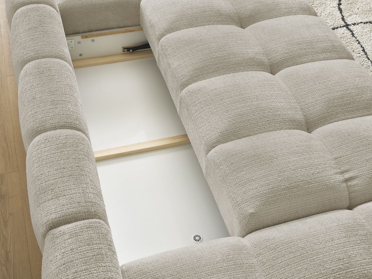 Canapé d'angle fixe EVEREST tissu chiné - Orange - Angle droit - 10 coussins