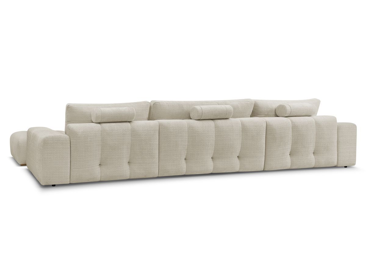 Canapé d'angle fixe EVEREST tissu chiné - Orange - Angle droit - 10 coussins