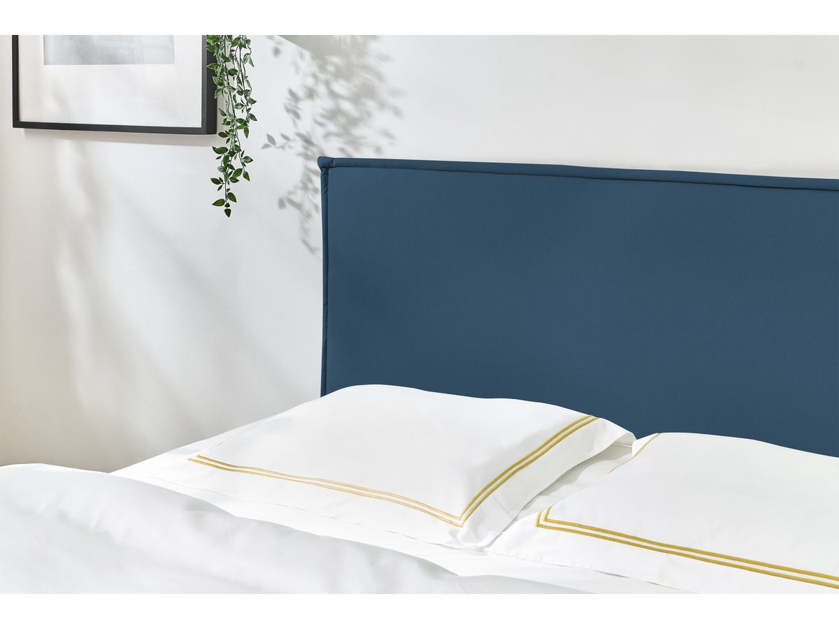 Lit SARY avec lattes massives pieds en bois naturel bleu — vue 6