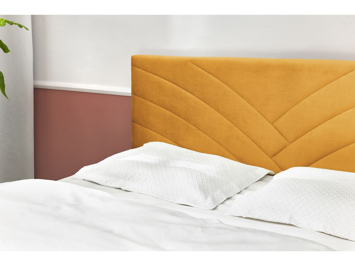 VELVET bed met massieve lattenbodem en poten van natuurlijk hout