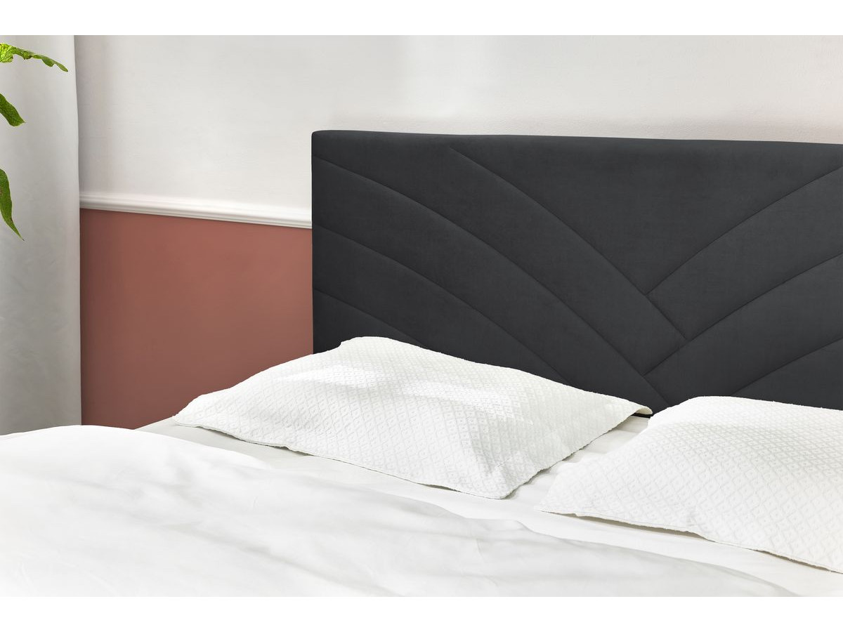 VELVET bed met massieve lattenbodem en poten van natuurlijk hout