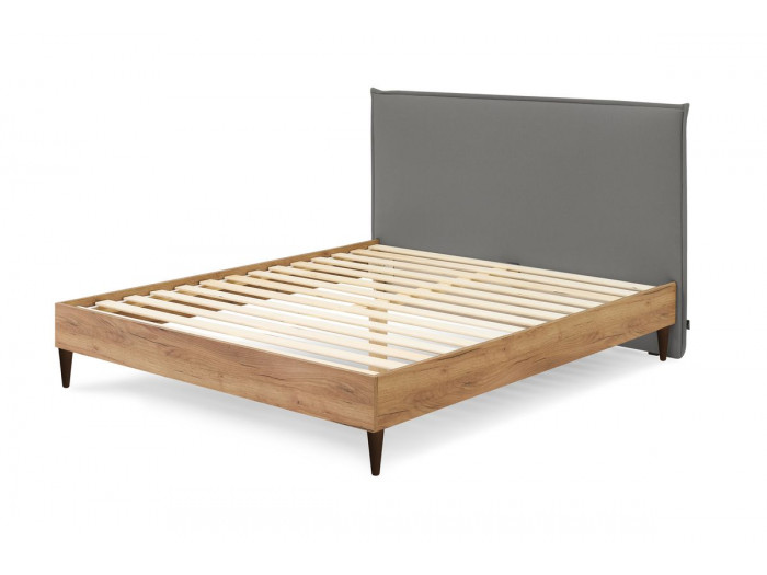 Structure de lit 180x200 cm CARA avec lattes massives pieds en bois wengé