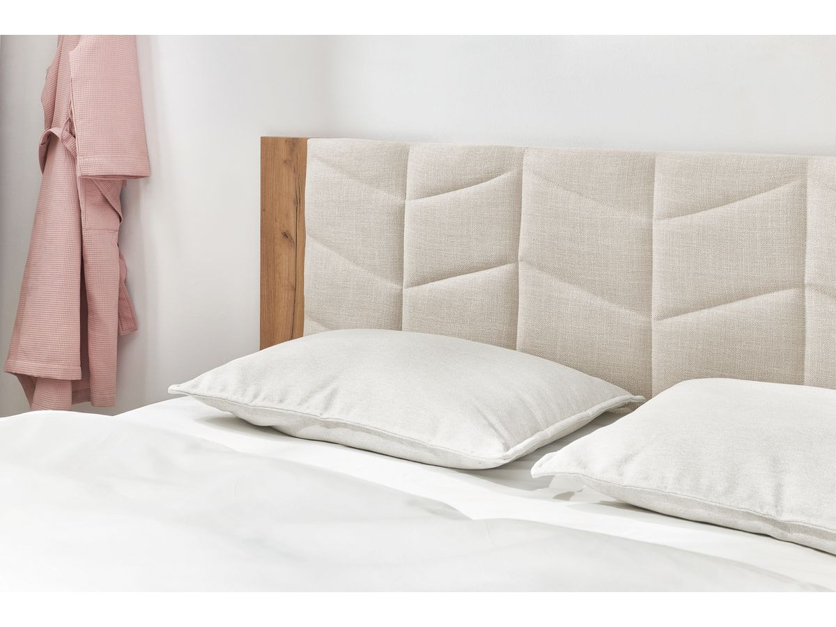 LEONA bed met massieve lattenbodem en poten van natuurlijk hout