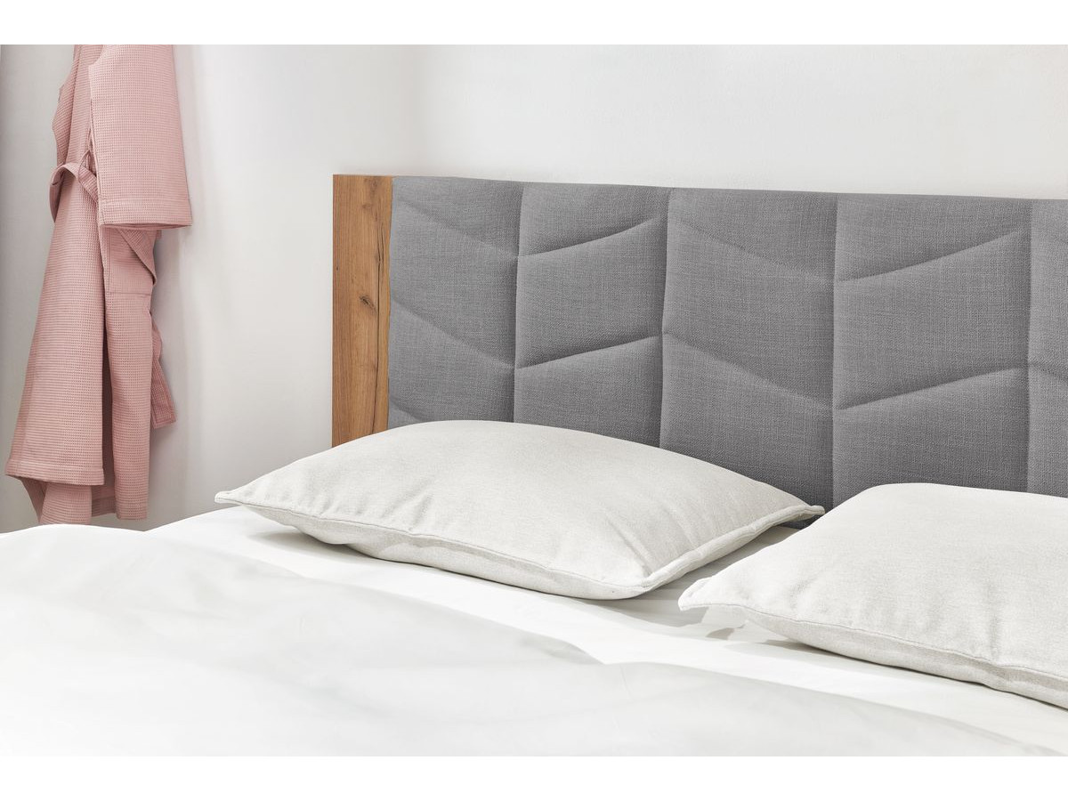 LEONA bed met massieve lattenbodem en poten van natuurlijk hout