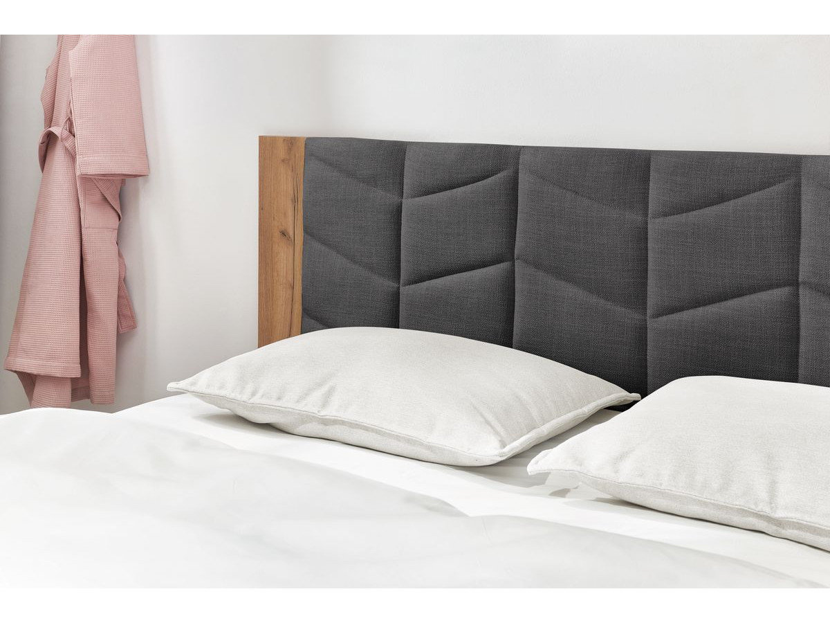 LEONA bed met massieve lattenbodem en poten van natuurlijk hout