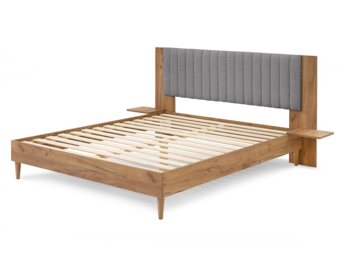 Structure de lit 160x190 cm SELENA lattes massives pieds en bois naturel