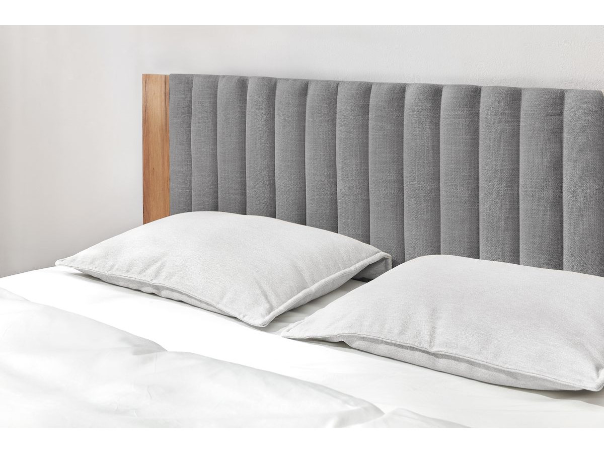 SELENA bed met massieve lattenbodem en poten van natuurlijk hout