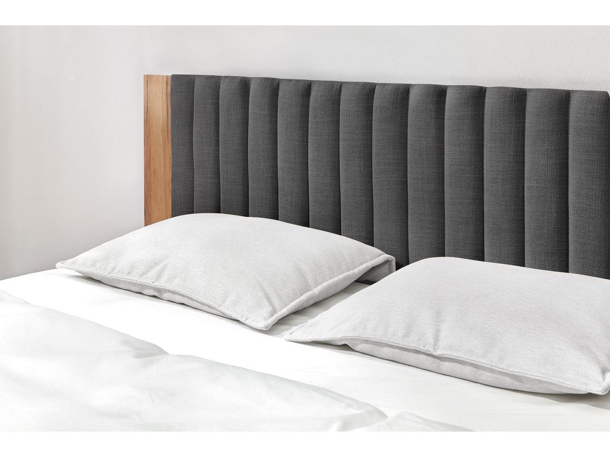 SELENA bed met massieve lattenbodem en poten van natuurlijk hout