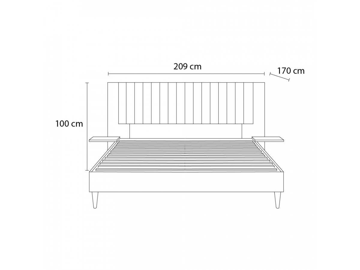 SELENA bed met massieve lattenbodem en poten van natuurlijk hout