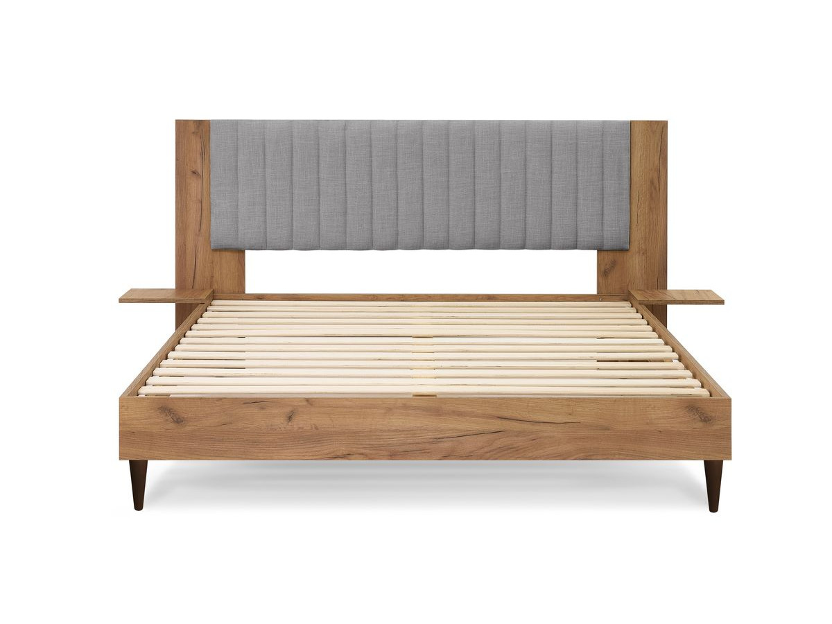 SELENA bed met massieve lattenbodem en wengéhouten poten