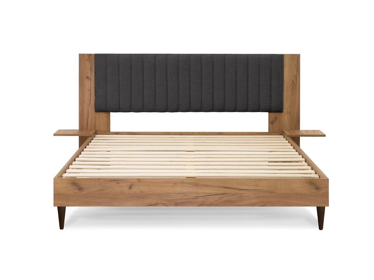 SELENA bed met massieve lattenbodem en wengéhouten poten
