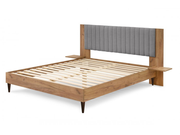 Structure de lit 160x190 cm SELENA avec lattes massives pieds en bois wengé