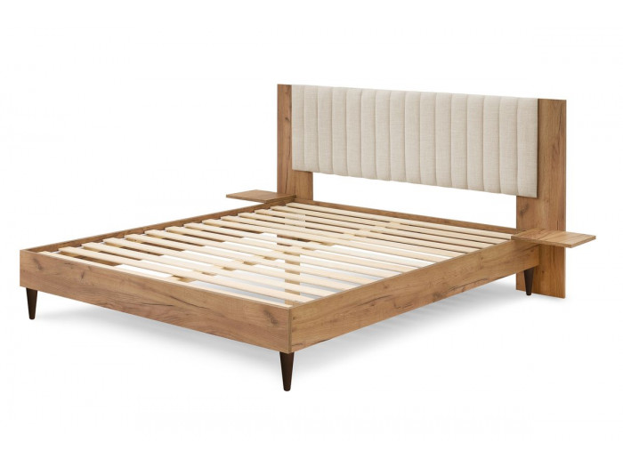 Structure de lit 160x190 cm SELENA avec lattes massives pieds en bois wengé