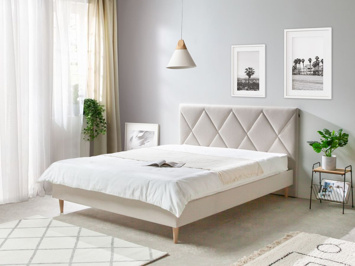 Structure de lit 140 x 190 cm PANTHEON avec lattes massives