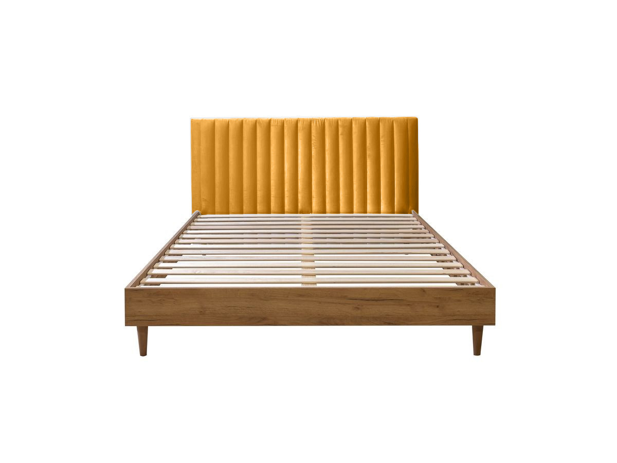 Lit 140x190 cm OCEANE avec lattes massives tissu effet velours