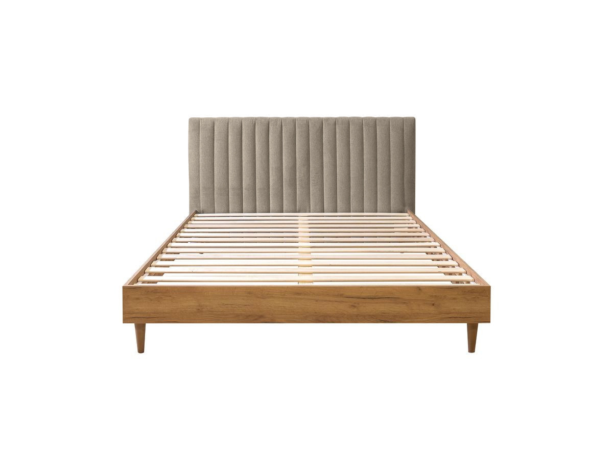 Lit coffre ELEONORE tissu texturé avec tablettes chevets