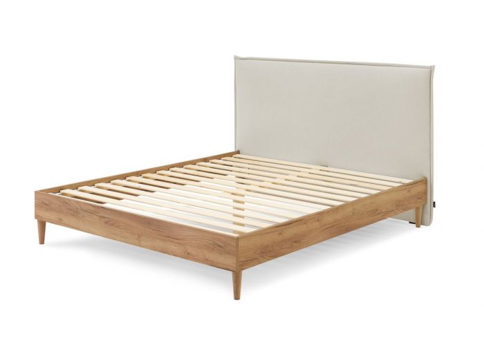 Structure de lit 180x200 cm CARA avec lattes massives pieds en bois naturel