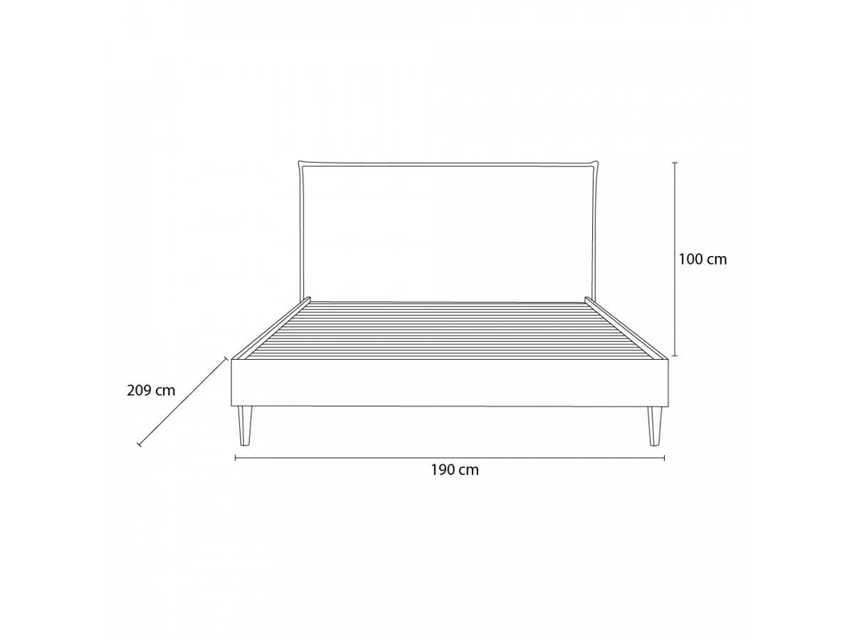 CARA bed met massieve lattenbodem en poten van natuurlijk hout