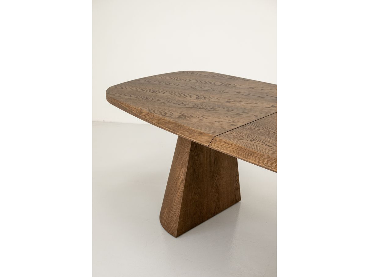 Table à manger extensible rectangulaire arrondie 200 à 300 cm MAZARGUES placage chêne massif