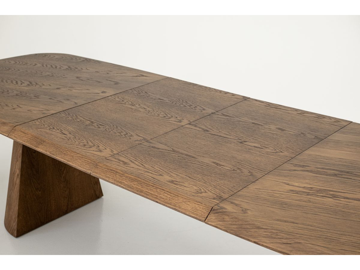 Table à manger extensible rectangulaire arrondie 200 à 300 cm MAZARGUES placage chêne massif