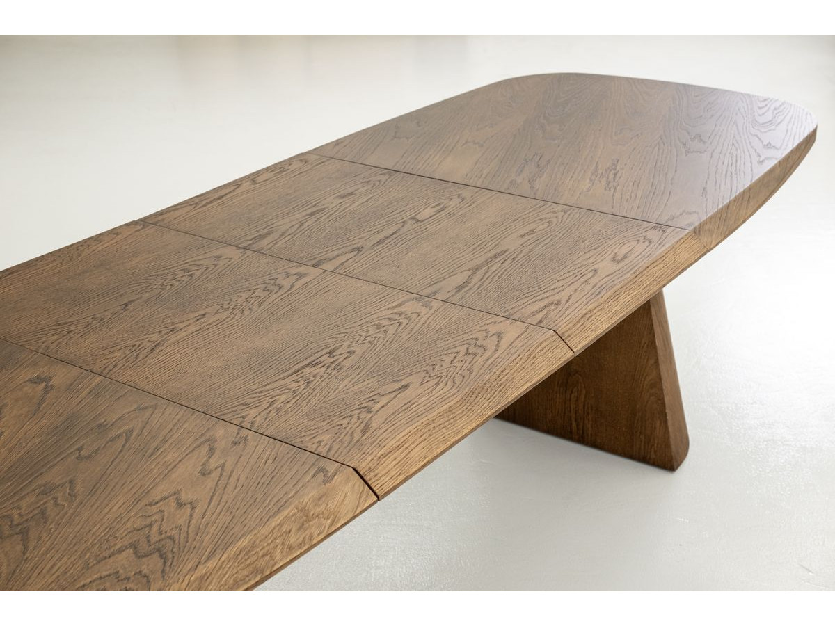 Table à manger extensible rectangulaire arrondie 200 à 300 cm MAZARGUES placage chêne massif
