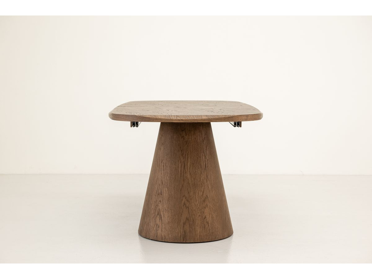 Table à manger extensible rectangulaire arrondie 200 à 300 cm MAZARGUES placage chêne massif