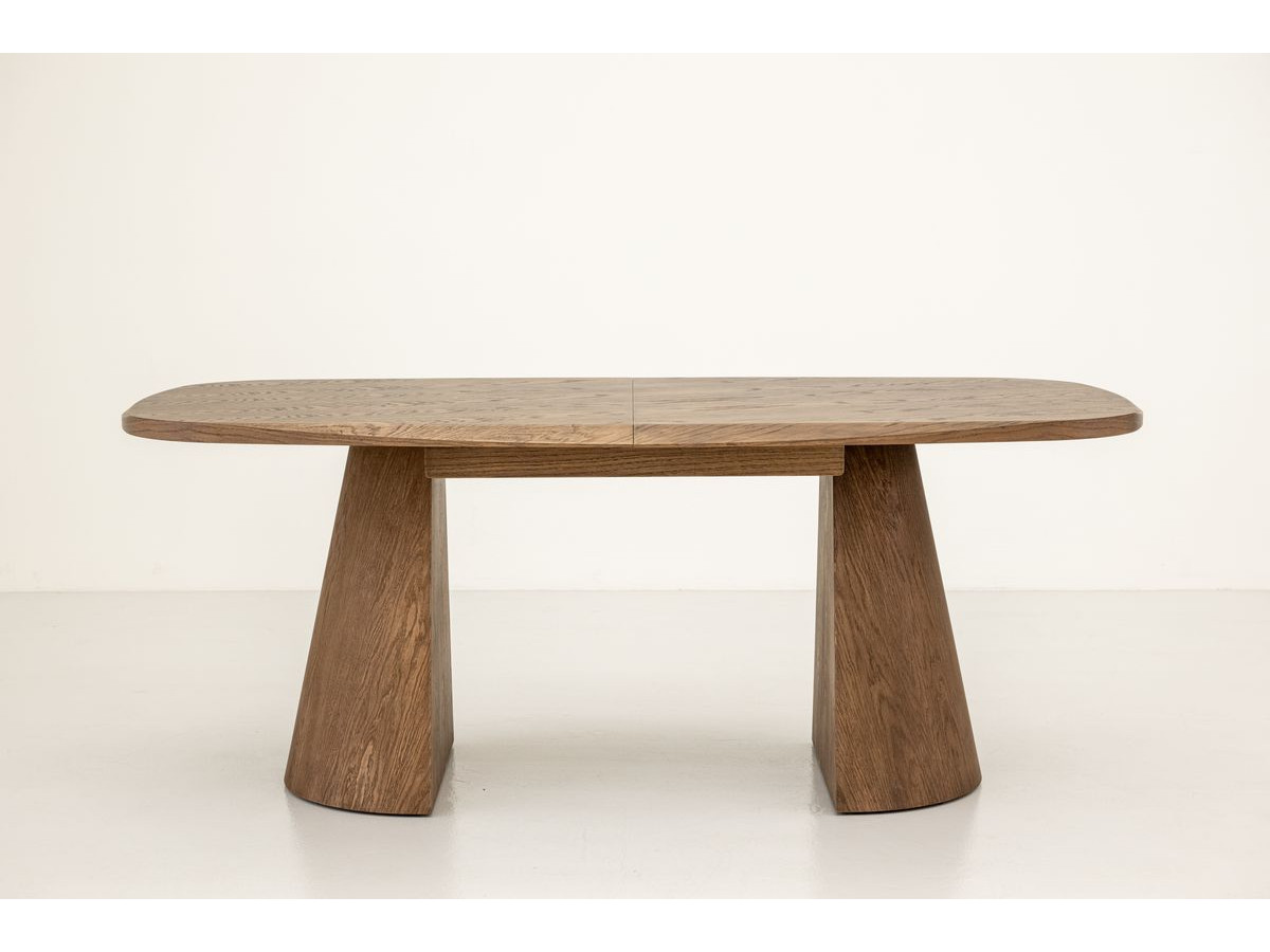 Table à manger extensible rectangulaire arrondie 200 à 300 cm MAZARGUES placage chêne massif