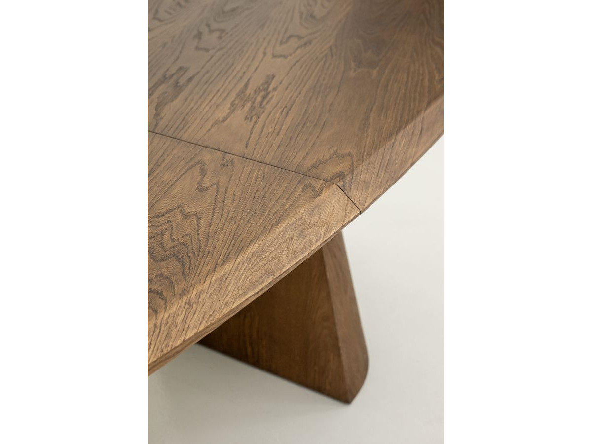 Table à manger extensible rectangulaire arrondie 200 à 300 cm MAZARGUES placage chêne massif