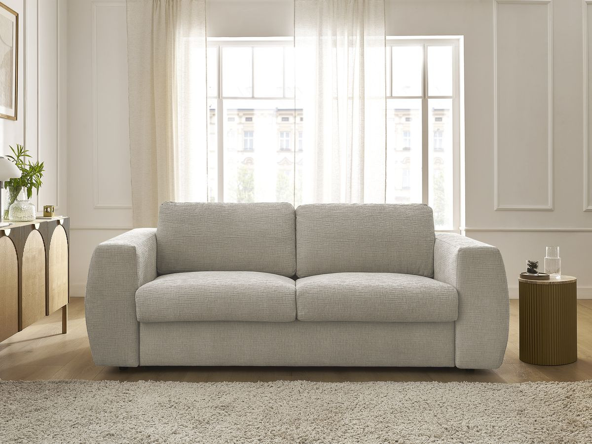 Canapé droit convertible HUGO texturé beige — vue 5