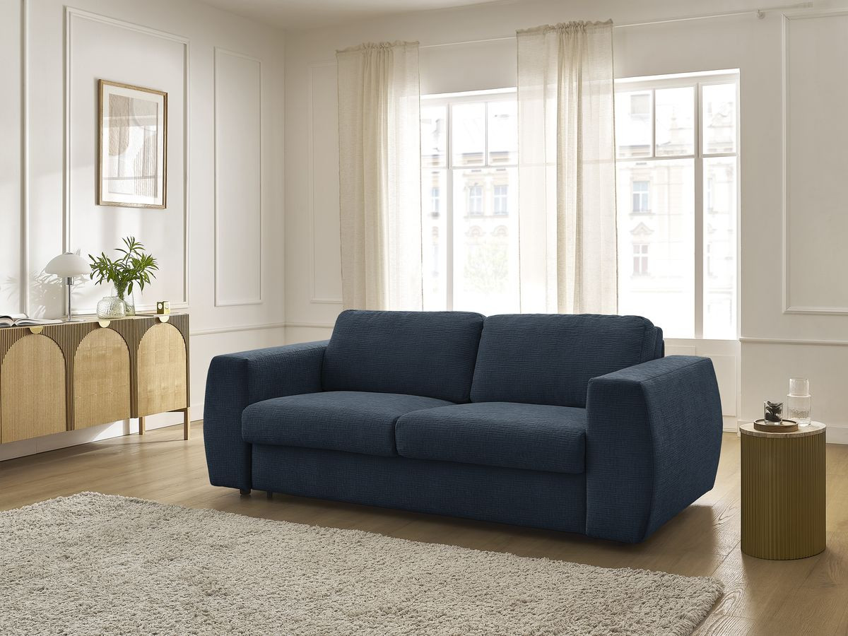 Canapé droit convertible HUGO texturé bleu foncé — vue 6