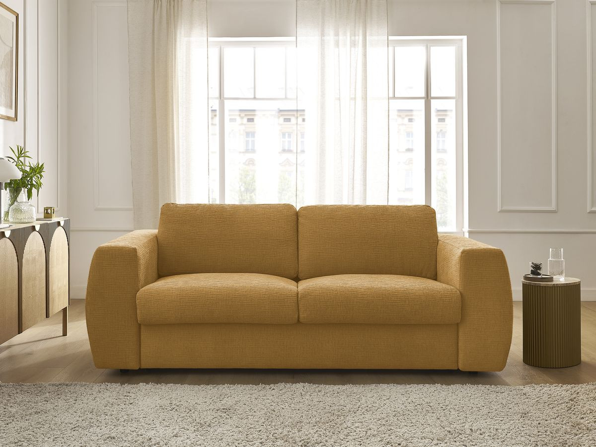 Canapé droit convertible HUGO texturé jaune — vue 5