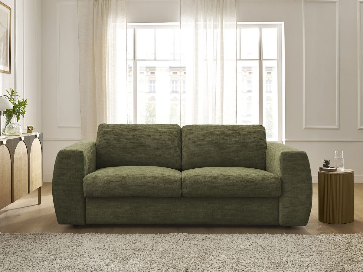 Canapé droit convertible HUGO texturé vert — vue 5