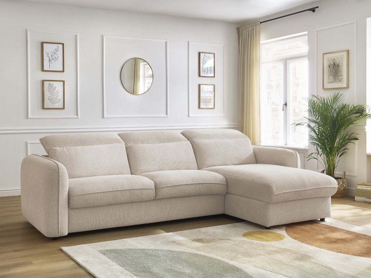 Canapé d'angle réversible convertible coffre ACHILLE beige — vue 5