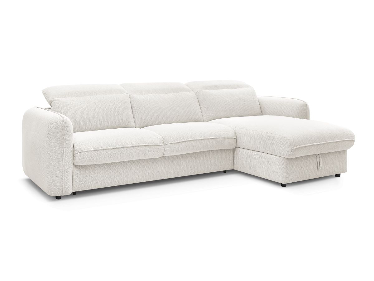 canapé d'angle réversible convertible ouverture express coffre achille de couleur blanc