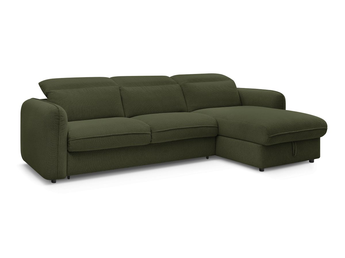 canapé d'angle réversible convertible ouverture express coffre achille de couleur vert