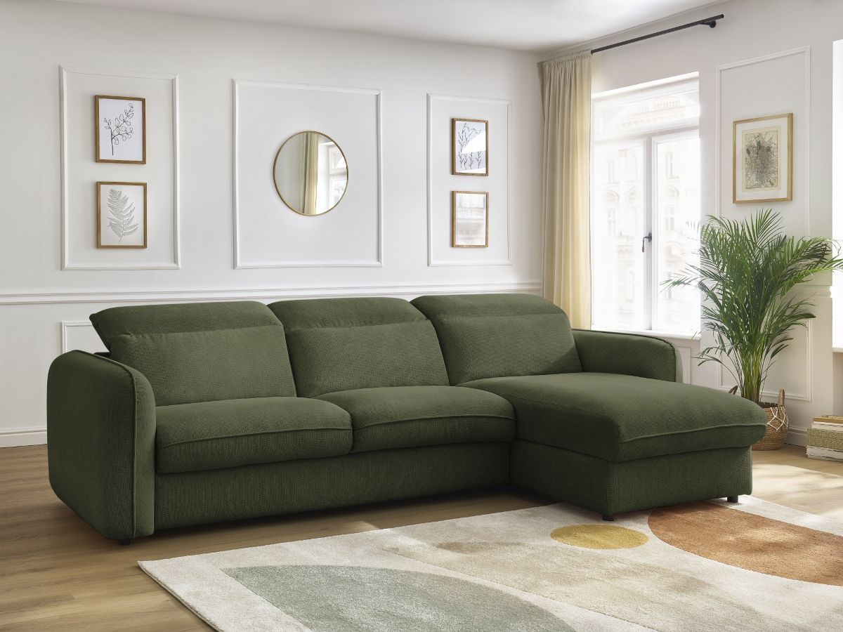 Canapé d'angle réversible convertible coffre ACHILLE vert — vue 5