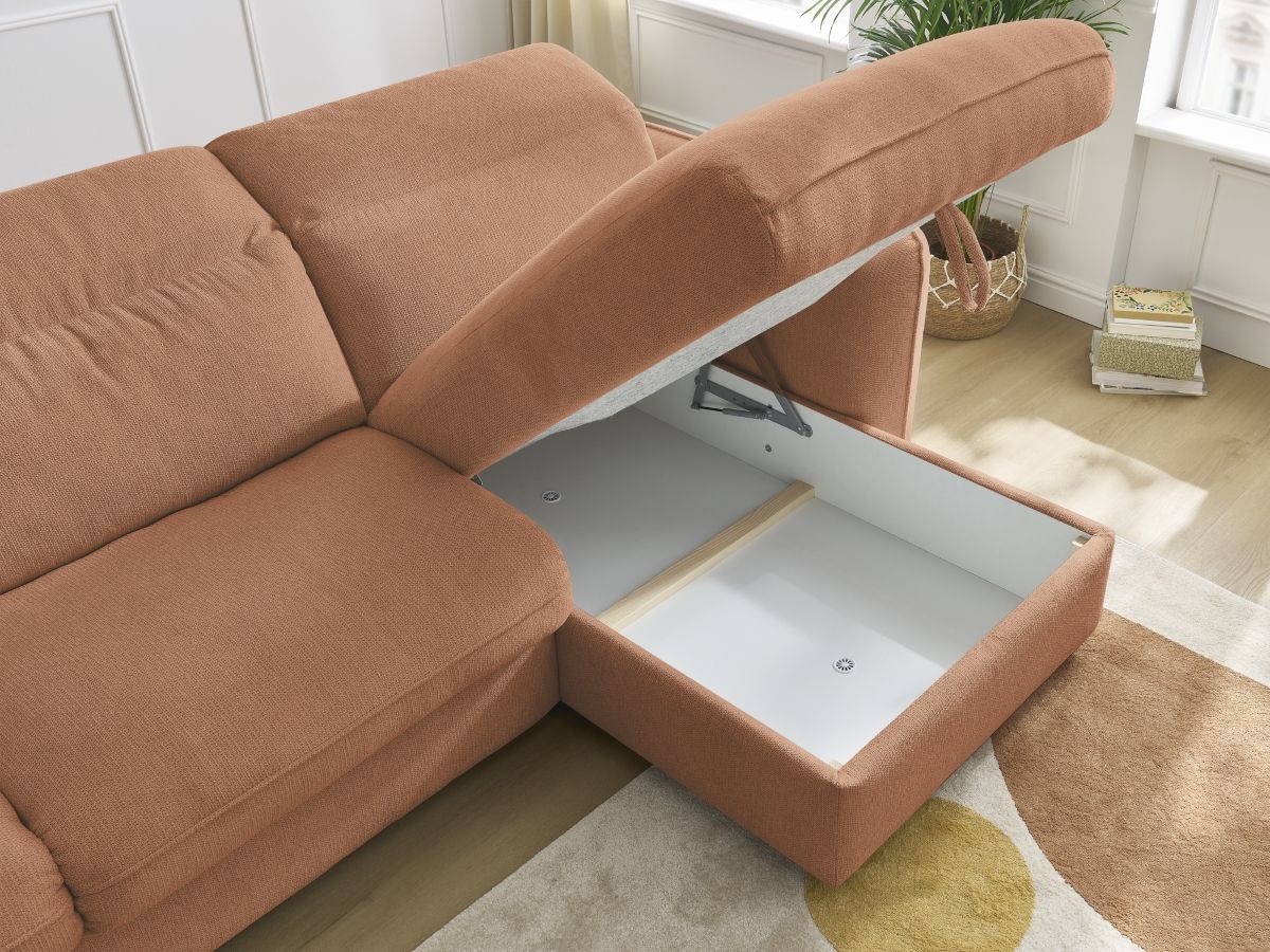 Canapé d'angle réversible convertible ouverture express coffre ACHILLE