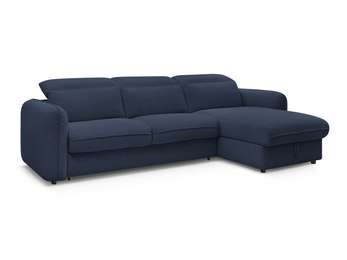 canapé d'angle réversible convertible ouverture express coffre achille de couleur bleu foncé