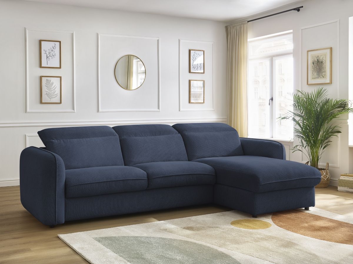 Canapé d'angle réversible convertible coffre ACHILLE bleu foncé — vue 5