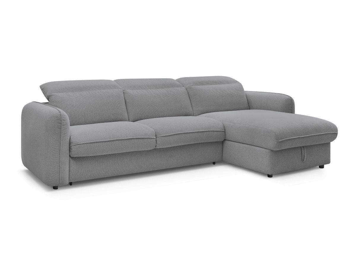 canapé d'angle réversible convertible ouverture express coffre achille de couleur gris clair