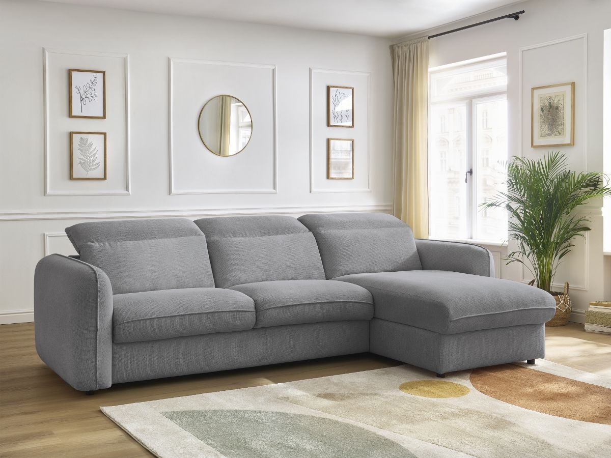 Canapé d'angle réversible convertible coffre ACHILLE gris clair — vue 5