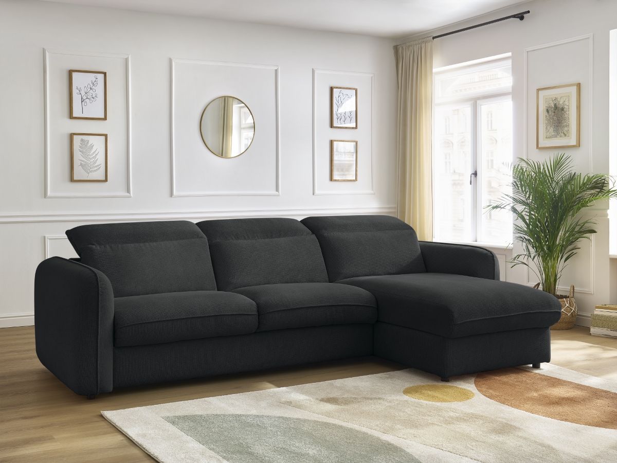 Canapé d'angle réversible convertible coffre ACHILLE noir — vue 5