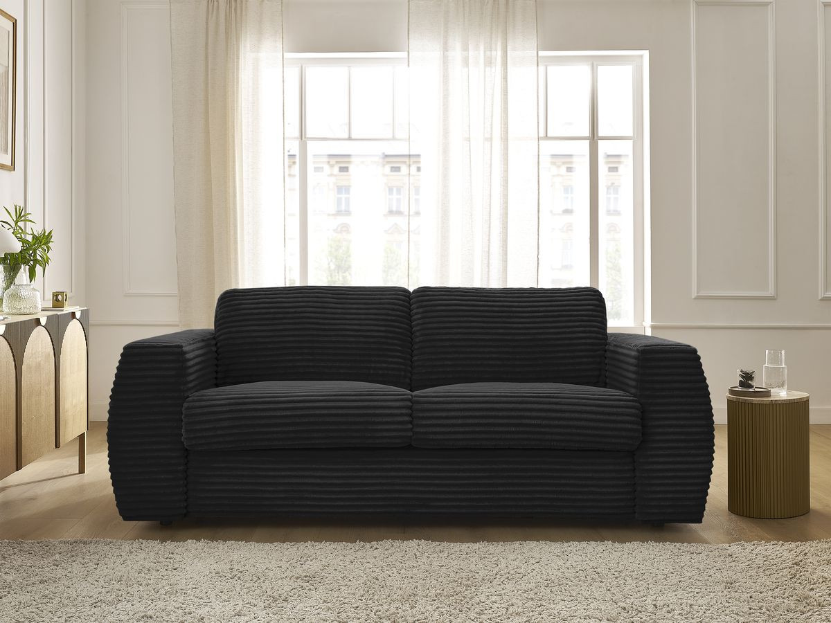 Canapé droit convertible HUGO gros côtelé noir — vue 5