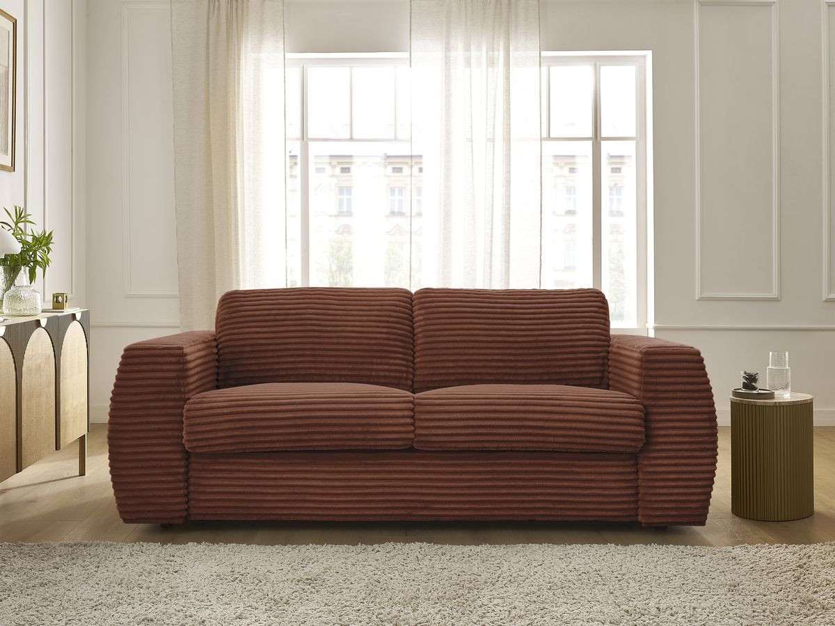 Canapé droit convertible HUGO gros côtelé orange — vue 5